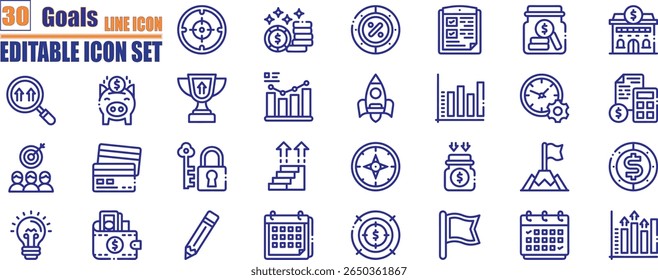 Success icon set. Successful business development, plan and process symbol.