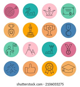 Success icon set . Success symbol pack vector elements for infographic web. with trend color