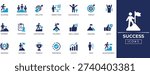 Success icon set for target,  winner, solution, strategy, success, award, motivation, and motivational project presentations. Solid icon collection.