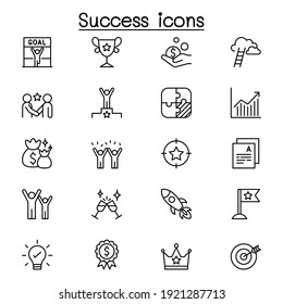 Success icon set in thin line style