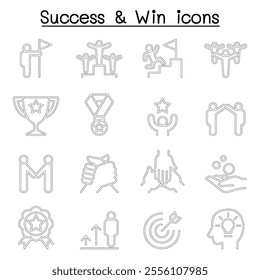 Success icon set in thin line style