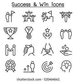 Success icon set in thin line style