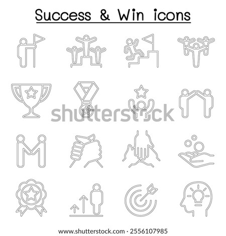 Success icon set in thin line style