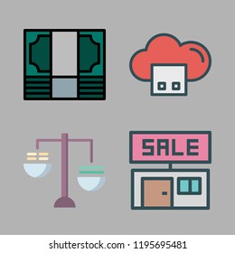 success icon set. vector set about balance, cloud computing, sale id and money icons set.