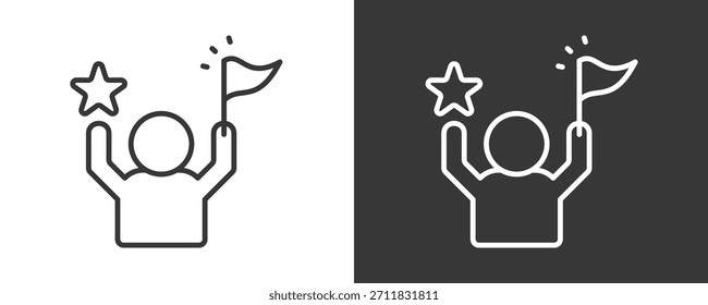 Colección De Vector Del Conjunto Del Icono Del Éxito Aislada En Blanco Y Negro