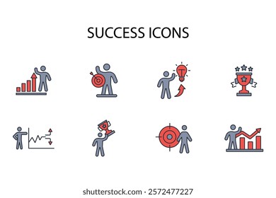 Success icon set.vector.Editable stroke.linear style sign for use web design,logo.Symbol illustration.