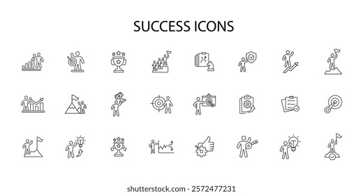 Success icon set.vector.Editable stroke.linear style sign for use web design,logo.Symbol illustration.