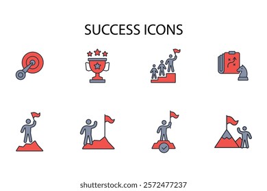 Success icon set.vector.Editable stroke.linear style sign for use web design,logo.Symbol illustration.