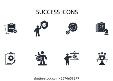 Success icon set.vector.Editable stroke.linear style sign for use web design,logo.Symbol illustration.