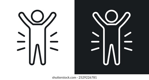 Icono de éxito en color negro de línea delgada. ilustración de símbolos de Vector simple plano.