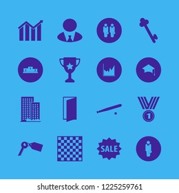success icon. success vector icons set winners podium, office building, door open and growing graph