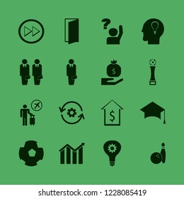 success icon. success vector icons set ask pupil, right arrow, football cup and recycle gear