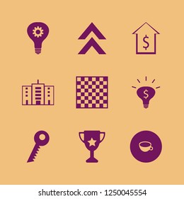 success icon. success vector icons set cup, up arrow, trophy cup and office building
