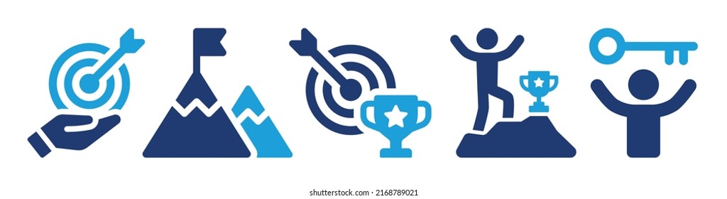 Success icon vector set. Achievement and champion with trophy symbol illustration.