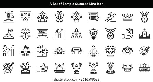 Success Icon Vector Set, Achievement Victory Symbol Graphics