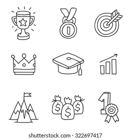 Success. Icons, hand-drawn. Vector.