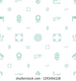 success icons pattern seamless white background. Included editable line medal, target, chart, dollar, Dice, hand on coin, crown, money tree icons. success icons for web and mobile.