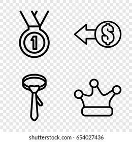 Success icons set. set of 4 success outline icons such as tie, crown, medal