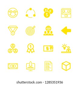 success icons set with bullseye, cube outline and exchange vector set