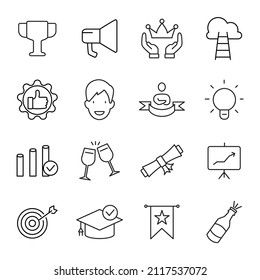 Success icons set. Success pack symbol vector elements for infographic web