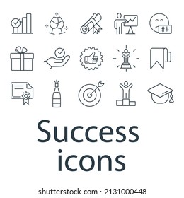 Success icons set . Success pack symbol vector elements for infographic web