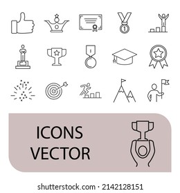 Einstellung für Symbole erfolgreich sein. Erfolgspaket Symbol-Vektorelemente für Infografik-Web