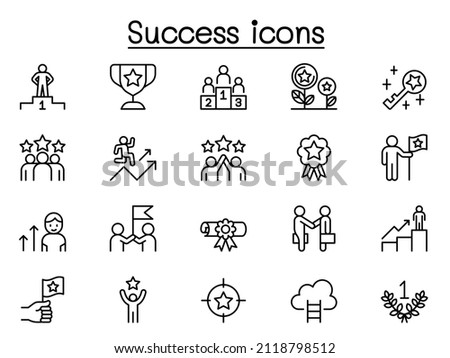 Success icons set in thin line style