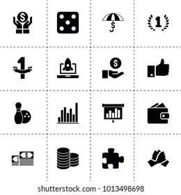 Success icons. vector collection filled success icons. includes symbols such as money, coin on hand, money insurance, award, handshake. use for web, mobile and ui design.