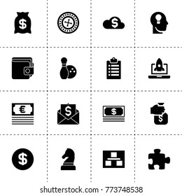 Success icons. vector collection filled success icons. includes symbols such as planning, holding money sack, clipboard, key hole in head. use for web, mobile and ui design.