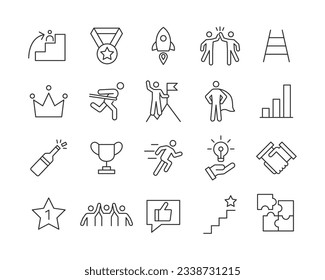 Success Icons - Vector Line. Editable Stroke.