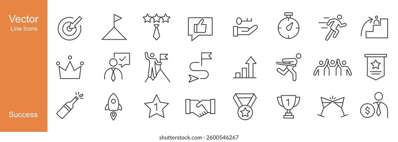 Success Icons - Vector Line. Editable Stroke.