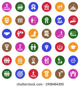 Iconos de éxito. Colección Llanta Blanca En Círculo. Ilustración vectorial.