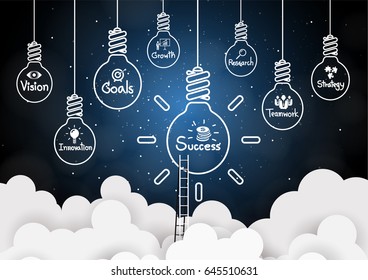 Success idea in bulb shape as inspiration concept. Vector illustration