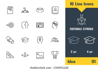 Success Ideas, Marketing Strategy. Thin line icon - Outline flat vector illustration. Editable stroke pictogram. Premium quality graphics concept for web, logo, branding, ui, ux design, infographics