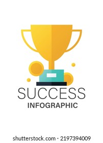 Success infographic cup design. Gold with shadow EPS 10 