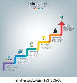 Success Infographic Template With Stair Step Building.