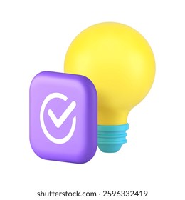 Success innovation idea management strategy optimization 3d icon realistic vector illustration. Creative inspiration brainstorming invention solution lightbulb energy illumination business imagination