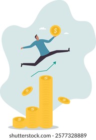 Success investing, growing wealth or being rich from pension or mutual fund, stock market return, money or financial success.business concept.flat character.