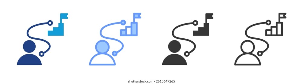 Success Journey icon set multiple style collection