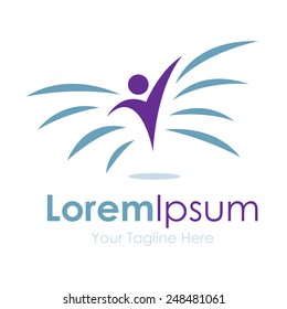 Success joy jump wings logo graphic design icon
