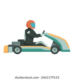 Success karting driver icon cartoon vector. Motor sport. Drive competition