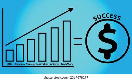 Success key flowchart graph isolated gradient blue