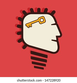 success key in human head stock vector