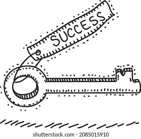 Success key - sketchy hand-drawn vector illustrations. 