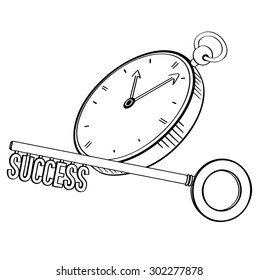 Success key and time line drawing, Business concept, Illustration Vector eps10