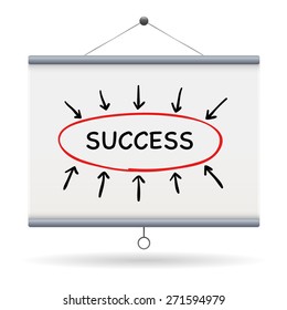 success keyword on projector screen  illustration design over a white background
