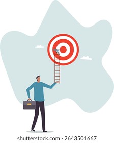 Success ladder, aspiration to achieve target, business goal or work purpose, aim for perfection .character for design.