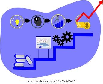 
Success ladder concept vector, and several icons with success concept.
flat concept vector