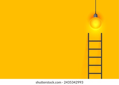 success ladder concept yellow background with glowing light bulb vector