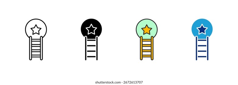 Success Ladder Icon Set Multiple Style Collection